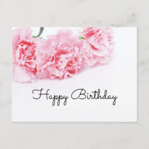 Pink Carnation Flower Happy Birthday Postcard