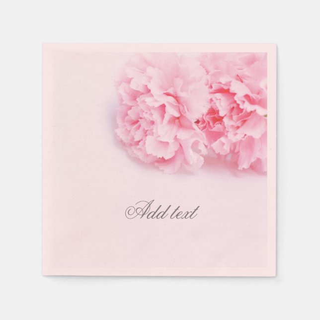 Pink Carnation Flower Paper Napkin (Front)
