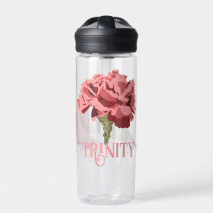Pink Carnation Flower Personalised Water Bottle