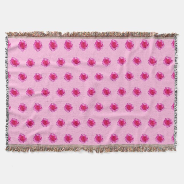 Pink Carnation Flower Seamless Pattern on Throw Blanket (Front)