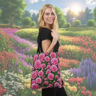 Pink Carnation Flower Tote Bag