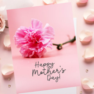 Pink Carnation  flowers for Mum on Mother's Day Card