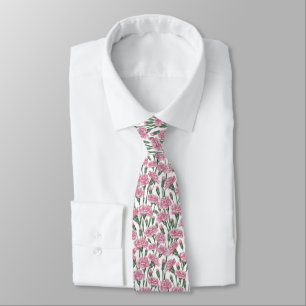 Pink Carnation Flowers Tie