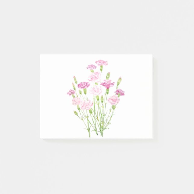 pink carnation flowers  watercolor post-it notes (Front)