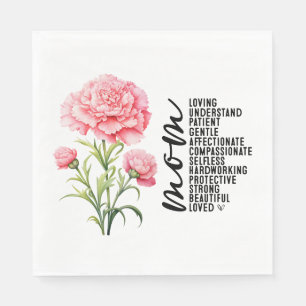 Pink carnation for Mum Mother's Day  Napkin