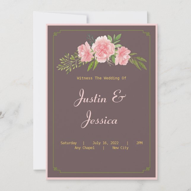 Pink Carnation Wedding Invitation (Front)