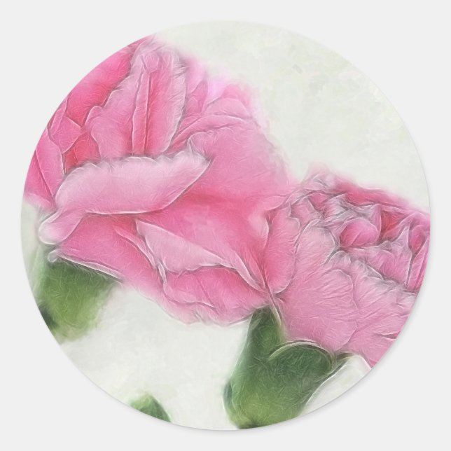 Pink Carnations 3 Classic Round Sticker (Front)