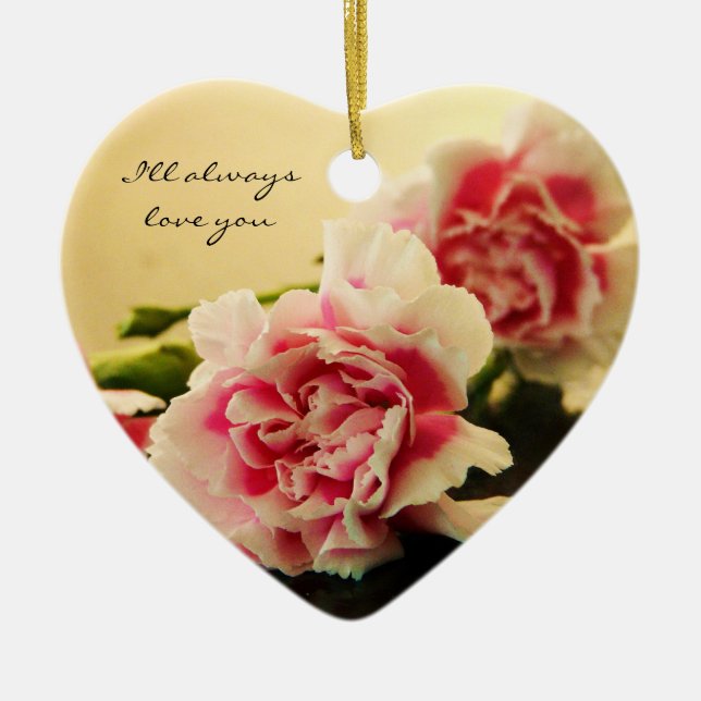Pink Carnations Ceramic Tree Decoration (Front)