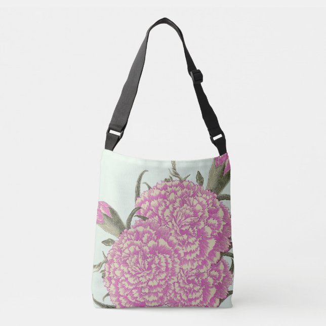Pink Carnations Crossbody Bag (Front)