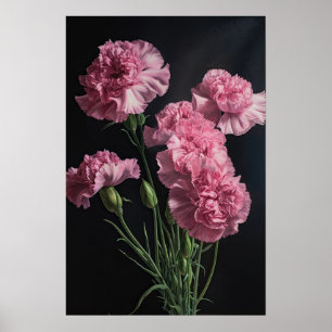 Pink Carnations Flower Art Print Poster