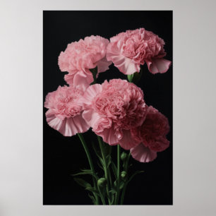 Pink Carnations Flower Art Print Poster