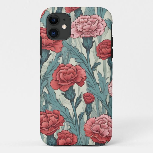 Pink carnations flower illustration Case-Mate iPhone case (Back)
