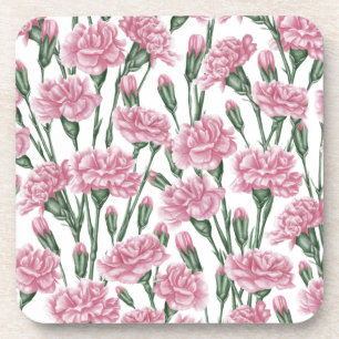 Pink carnations flowers  coaster