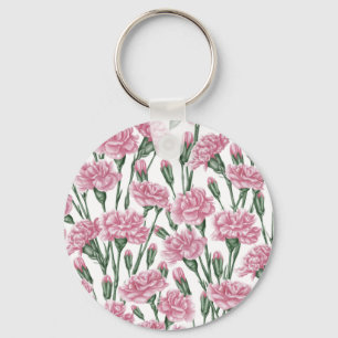 Pink carnations flowers key ring