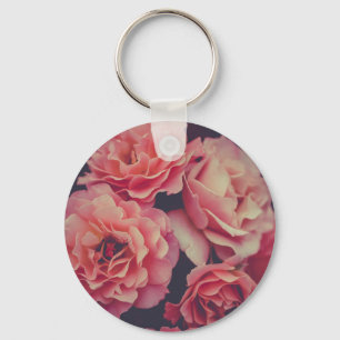 Pink Carnations Flowers Key Ring
