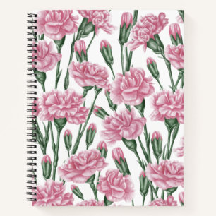 Pink carnations flowers notebook