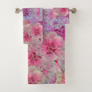 Pink Carnations in vintage style Bath Towel Set