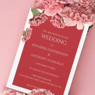 Pink Carnations Luxe Modern Floral Custom Invitation