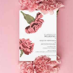 Pink Carnations Modern Floral Custom Invitation