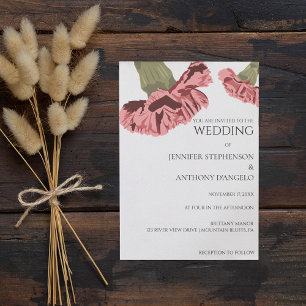 Pink Carnations Modern Floral Custom Invitation
