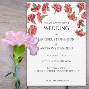 Pink Carnations Modern Floral Custom Invitation