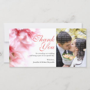 Pink Carnatios Custom Photo Thank You Card
