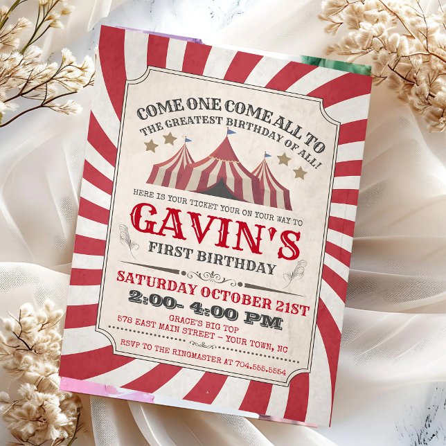 Pink Carnival Birthday Big Top Celebration Invitation (Creator Uploaded)