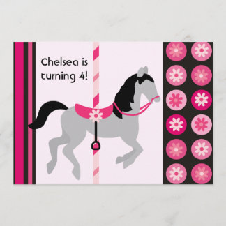 Pink Carousel Horse Birthday Invitation