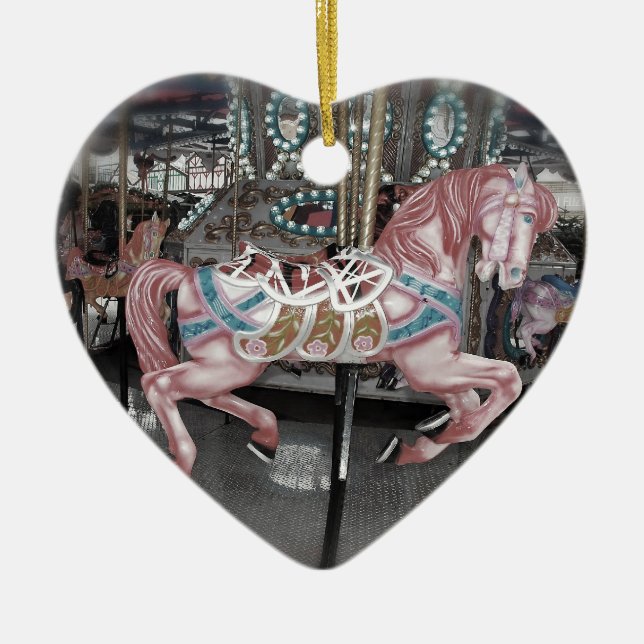 Pink carousel horse ceramic tree decoration (Front)