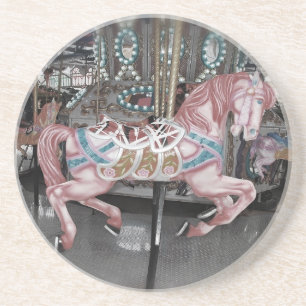 Pink carousel horse coaster
