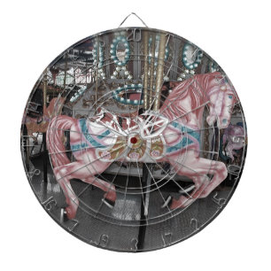 Pink carousel horse dartboard