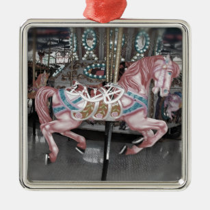 Pink carousel horse metal tree decoration