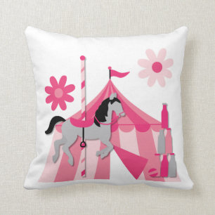 Pink Carousel Horse Pillow