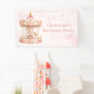 Pink Carousel Princess Birthday Party Banner