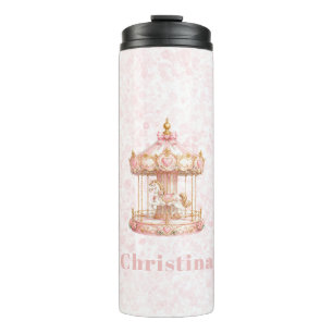 Pink Carousel Princess Birthday Party  Thermal Tumbler