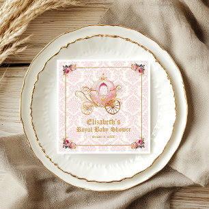 Pink Carriage Princess Fairytale Baby Shower  Napkin