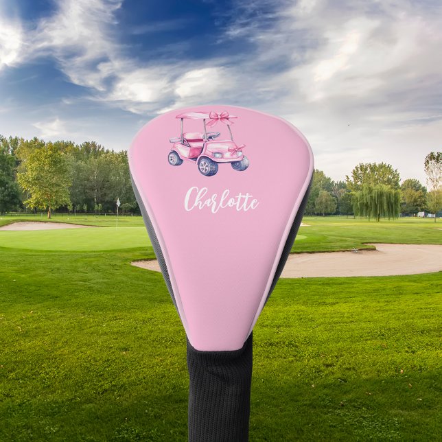 Pink cart monogram script golf head cover (Creator Uploaded)