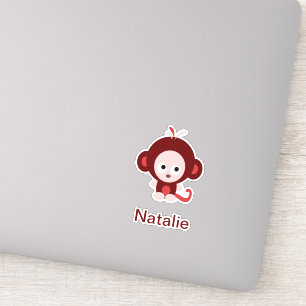 Pink Cartoon Baby Monkey with customisable text