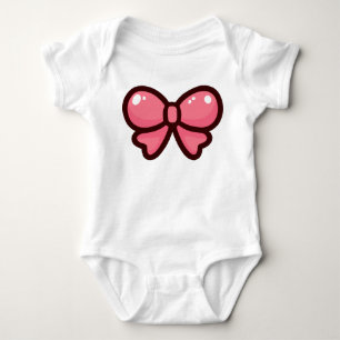 Pink Cartoon Bow Illustration – Cute Decorative  Baby Bodysuit
