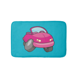 Pink Cartoon Car Bath Mat