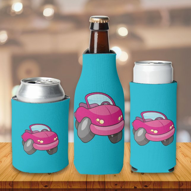 Pink Cartoon Car Bottle Cooler (Creator Uploaded)