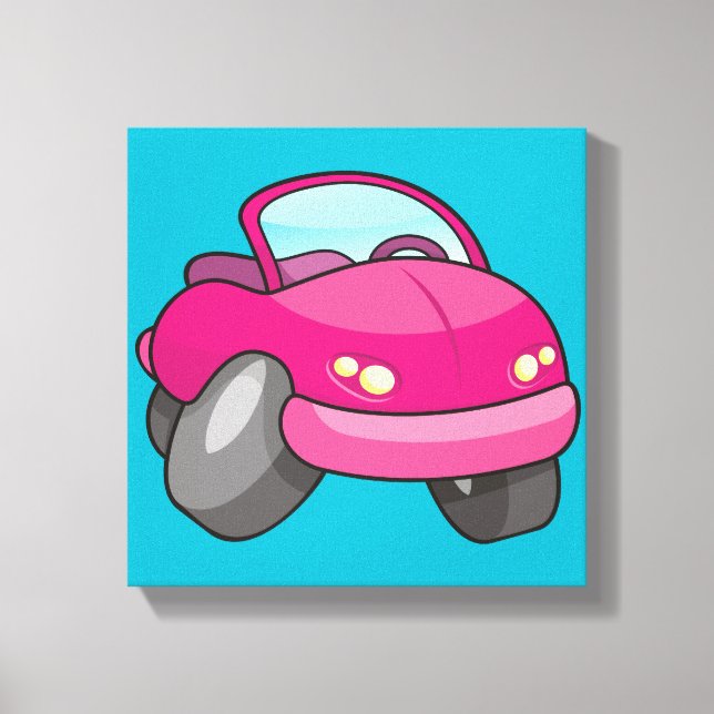Pink Cartoon Car Canvas Print (Front)