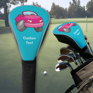 Pink Cartoon Car Golf Head Cover