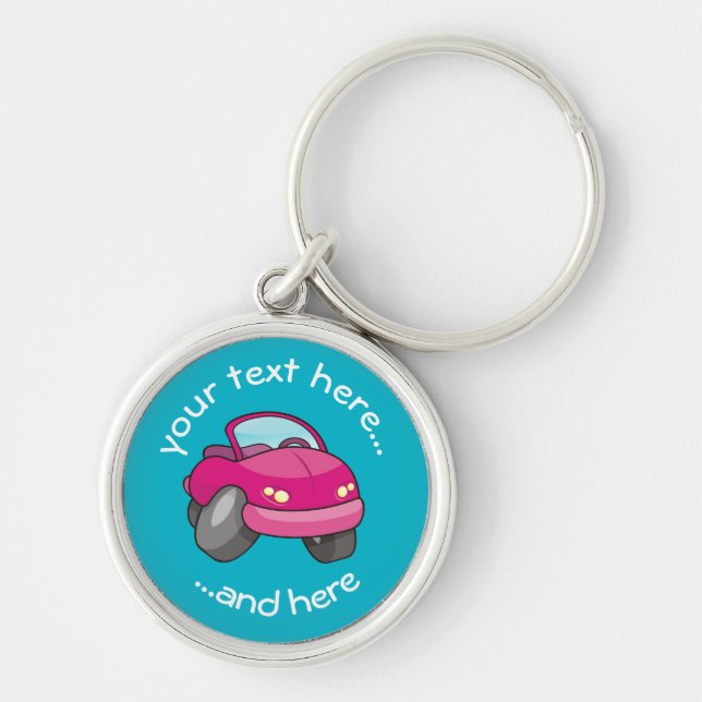 Pink Cartoon Car Key Ring (Front)
