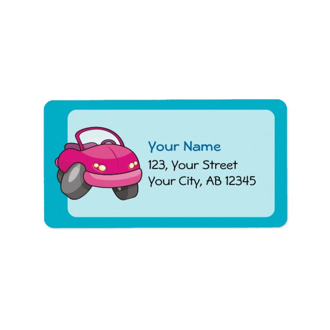 Pink Cartoon Car Label (Front)