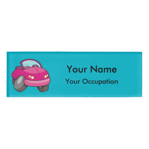 Pink Cartoon Car Name Tag