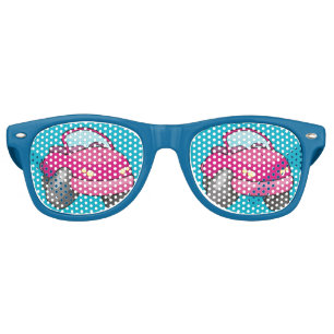 Pink Cartoon Car Retro Sunglasses
