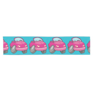 Pink Cartoon Car Short Table Runner