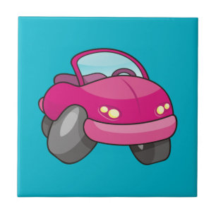 Pink Cartoon Car Tile