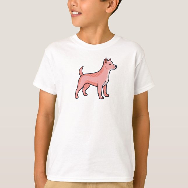 Pink Cartoon Dog T-Shirt (Front)